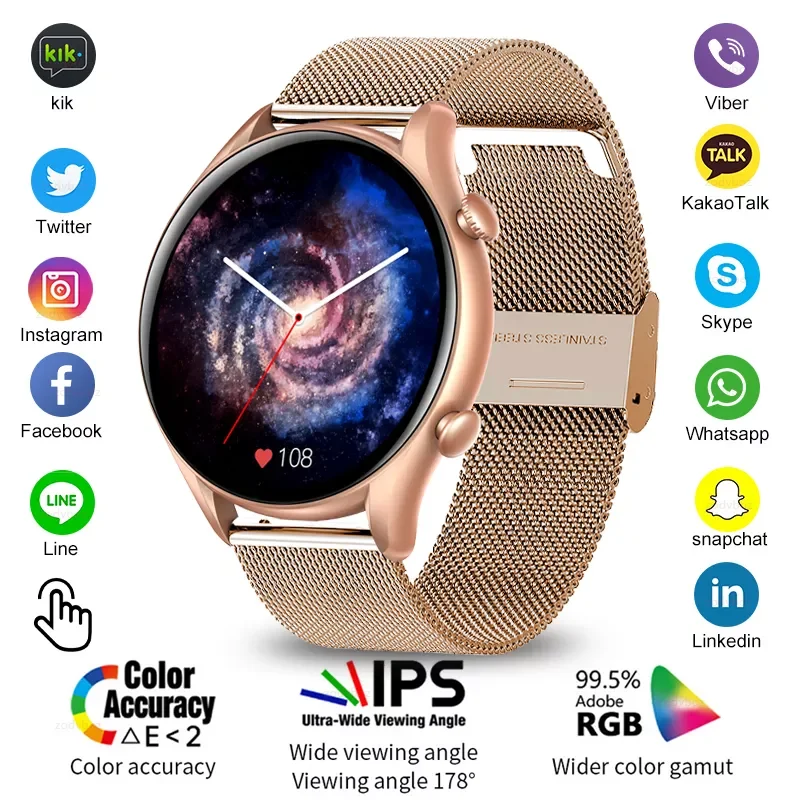 

2022 New Bluetooth Call Smart Watch Women Full Touch Sport Fitness Watches Waterproof Heart Rate Steel Band Men Smartwatch +Box