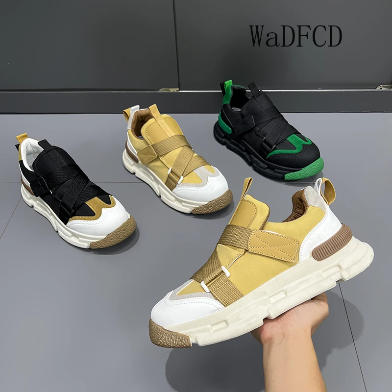 

Chunky Sneaker Men Designer Running Shoes Fashion Casual Microfiber Leather Fabric Breathable Height Increased Platform Shoes