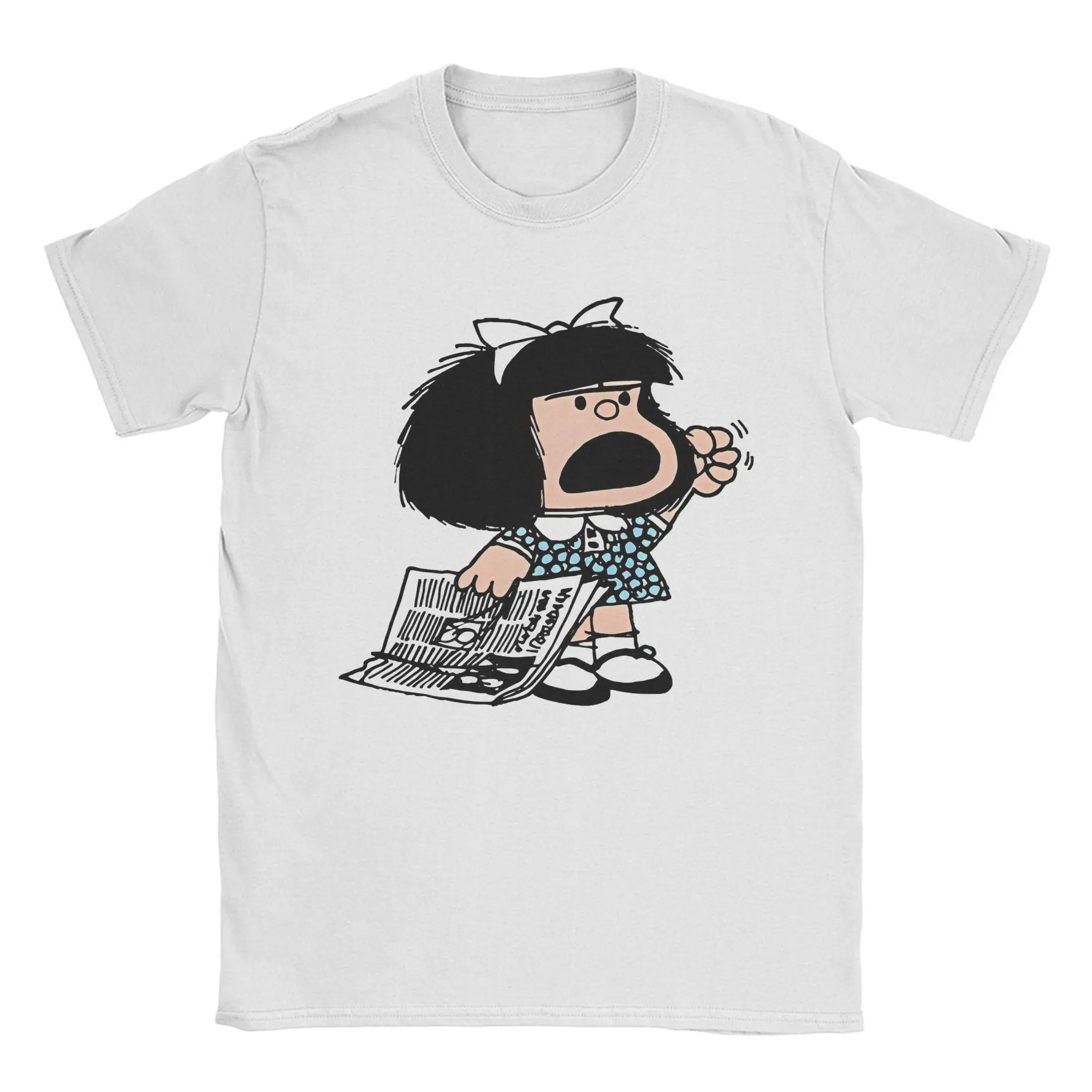 Новое поступление футболка с газетой Angry Mafalda для унисекс футболки из чистого