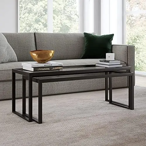 

Rectangular Nested Coffee Table in Blackened Bronze, Modern coffee tables for living room, studio apartment essentials