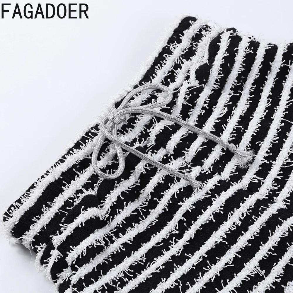 FAGADOER Striped Summer Shorts Women High Waist Casual Drawstring Pants Slim Vintage Y2k Streetwear Stretch Sexy Fashion Shorts