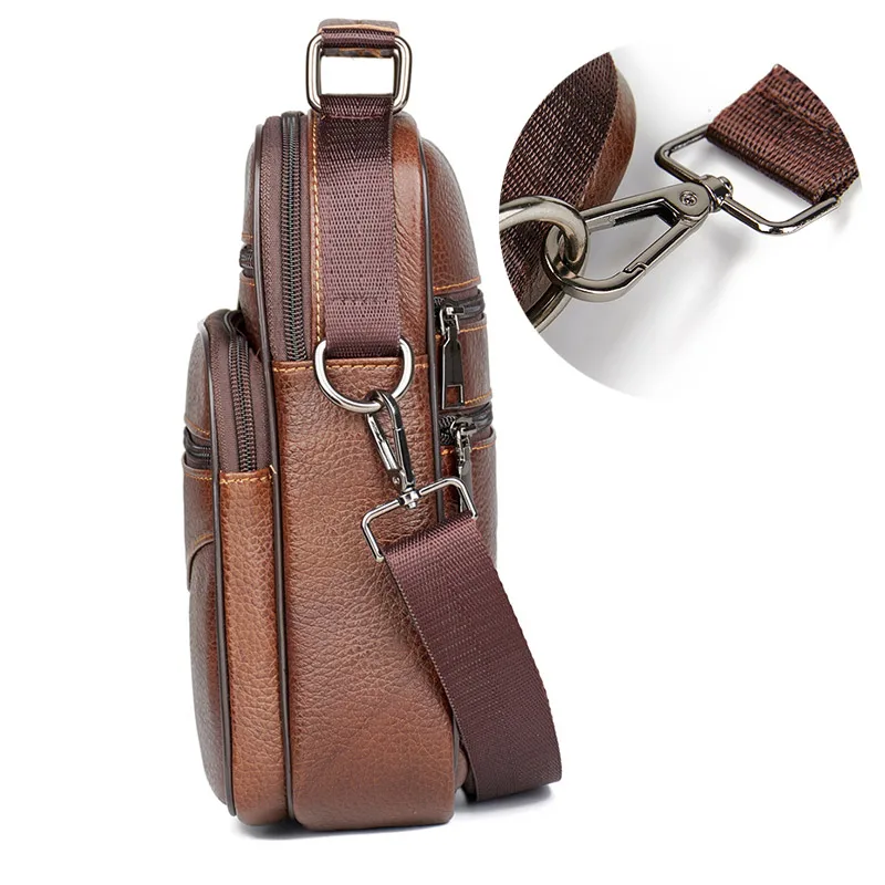 Small Men Genuine Leather Handbag Male Fashion Shoulder Bag High Quality Cowhide Leather Crossbody Bag Men's Briefcase Tote