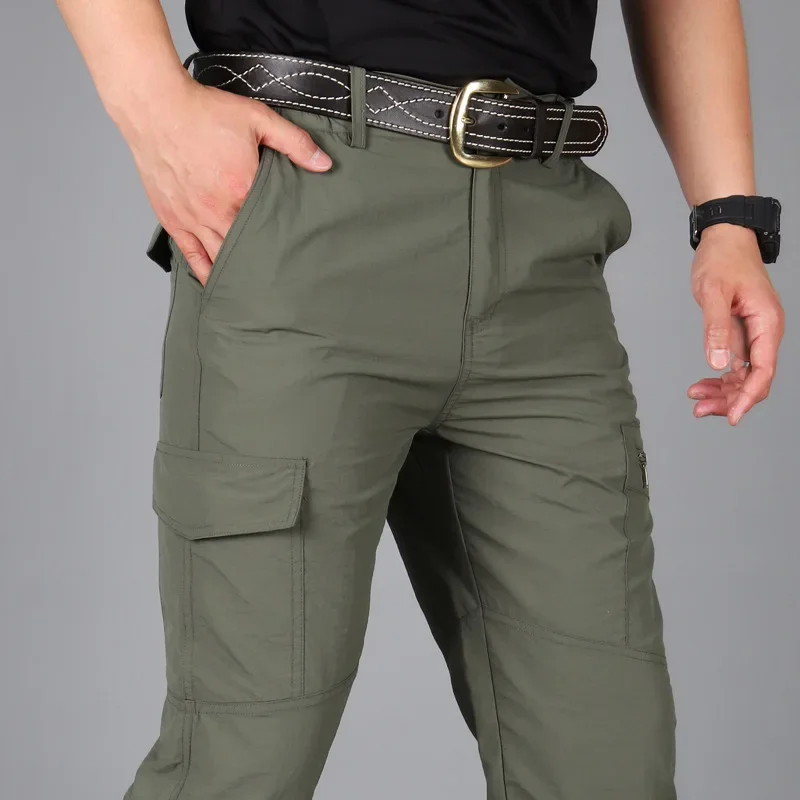 

Summer Thin Sport Quick Dry Trousers Men Outdoor Climbing Loose Large Size Thin Tactical Pants Military Training Combat Overalls