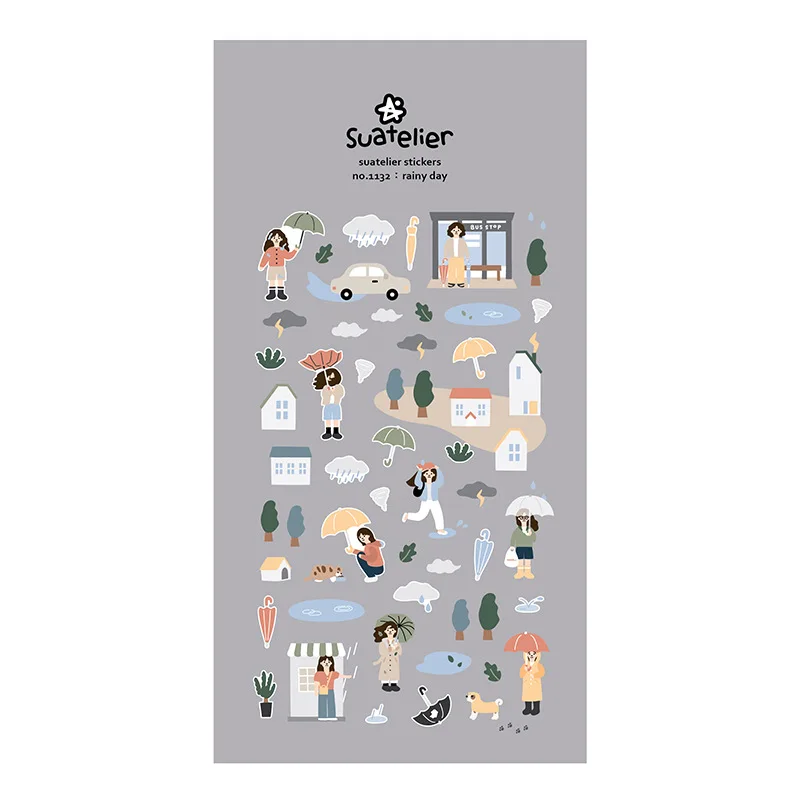

1PC Rainy Day Life Scene Korean Sonia Sticker DIY Decorative Scrapbooking Diary Stationery Sticker
