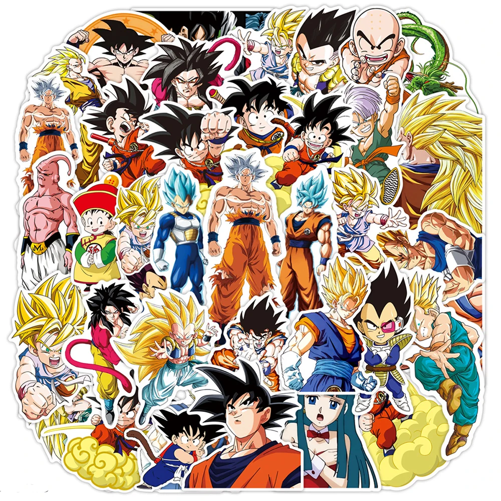 10/30/50Pcs Anime Son Goku Dragon Ball Stickers Cool Cartoon Sticker Laptop Skateboard Car Notebook Super Saiyan Decalcomanie Giocattolo Per Bambini