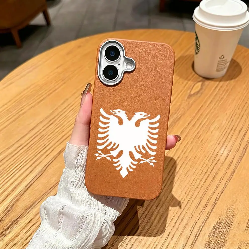 Фото Чехол для телефона с флагом Албании, матовый, из поликарбоната, для iPhone 17 Air 11 12 13 14 15 16 Pro Max Plus, оранжевый цвет №5