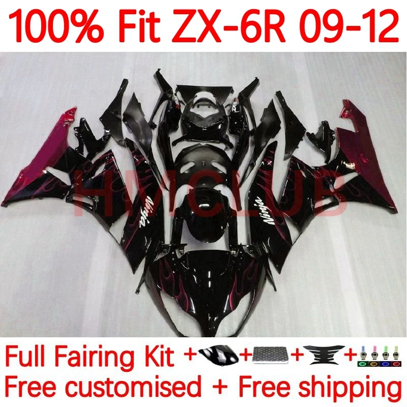 

Injection For KAWASAKI NINJA ZX636 ZX-6R ZX 6R 636 600CC ZX6R red flames 2009 2010 2011 2012 ZX-636 09 10 11 12 Fairing 64No.9