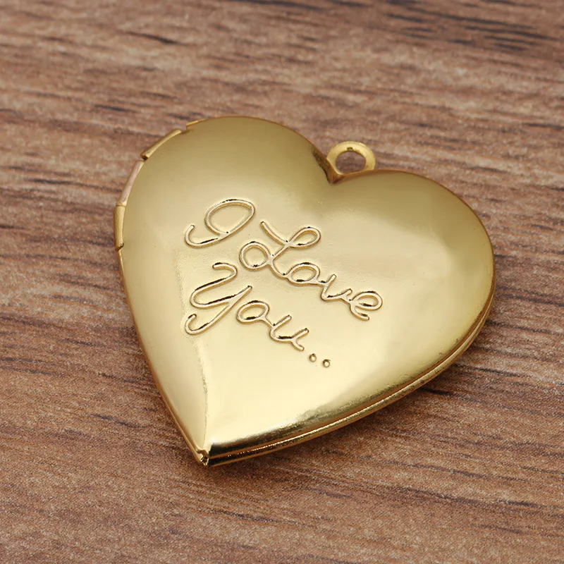 4Pcs Wholesale Golden 29mm*27mm Vintage Love Photo Frame Charm&Pendant Photo Locket Frame DIY Necklace Jewelry Making Accessorie