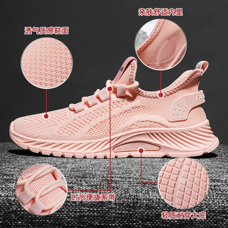 Shoes Women's Spring and Summer New Fashion Leisure Sports Shoes Wholesale Breathable Trend Net Flying Woven Sports Women Shoes