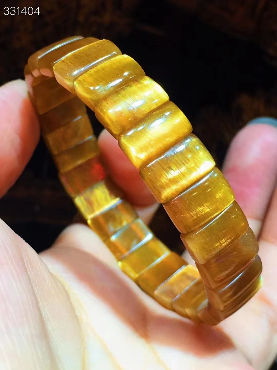 

Natural Gold Sunstone Moonstone Beads Bracelet 11x6.8x4.5mm Women Stretch Light Crystal Rectangle Beads AAAAAA