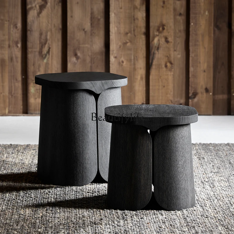 Minimalist art side few wabi wind black living room sofa small table