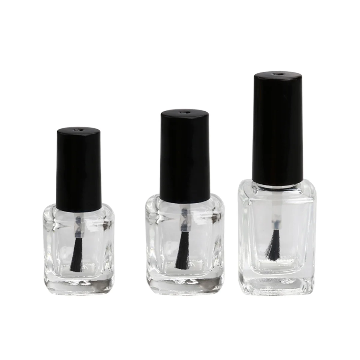 

6pcs/pack 5ml 10ml 15ml Empty Nail Polish Bottle with Brush Inside Square Shaped Clear Nail Polish Container Bottles