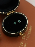 small 925 sterling silver green square zircon stud earrings women inlaid crystals exquisite wedding jewelry charm
