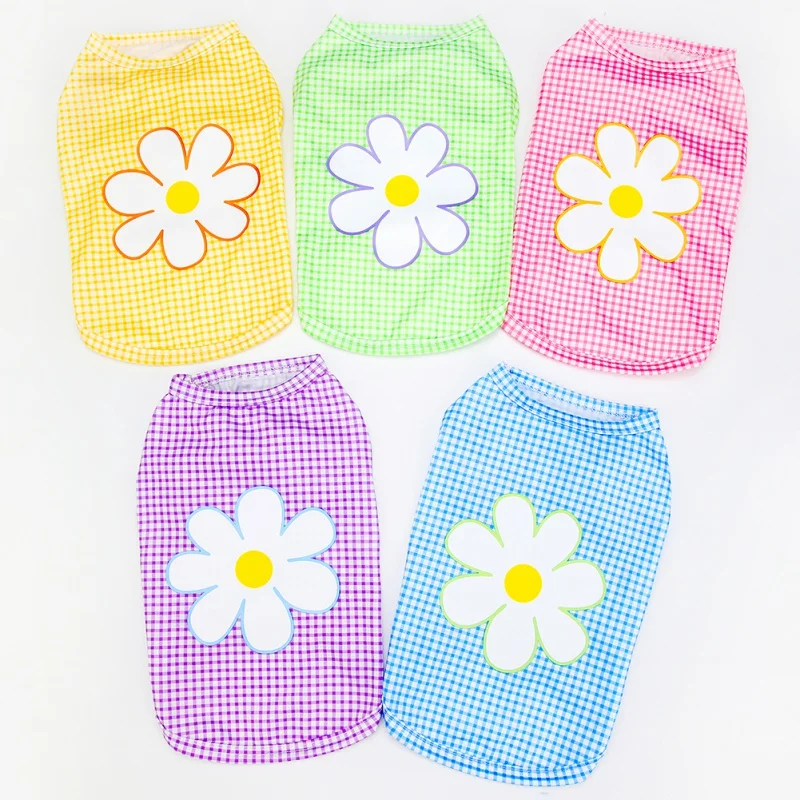 

Летняя одежда для собак, рубашки для домашних питомцев, кошек, цветов, костюм для собаки без рукавов, женская одежда, футболка, полосатый жил...