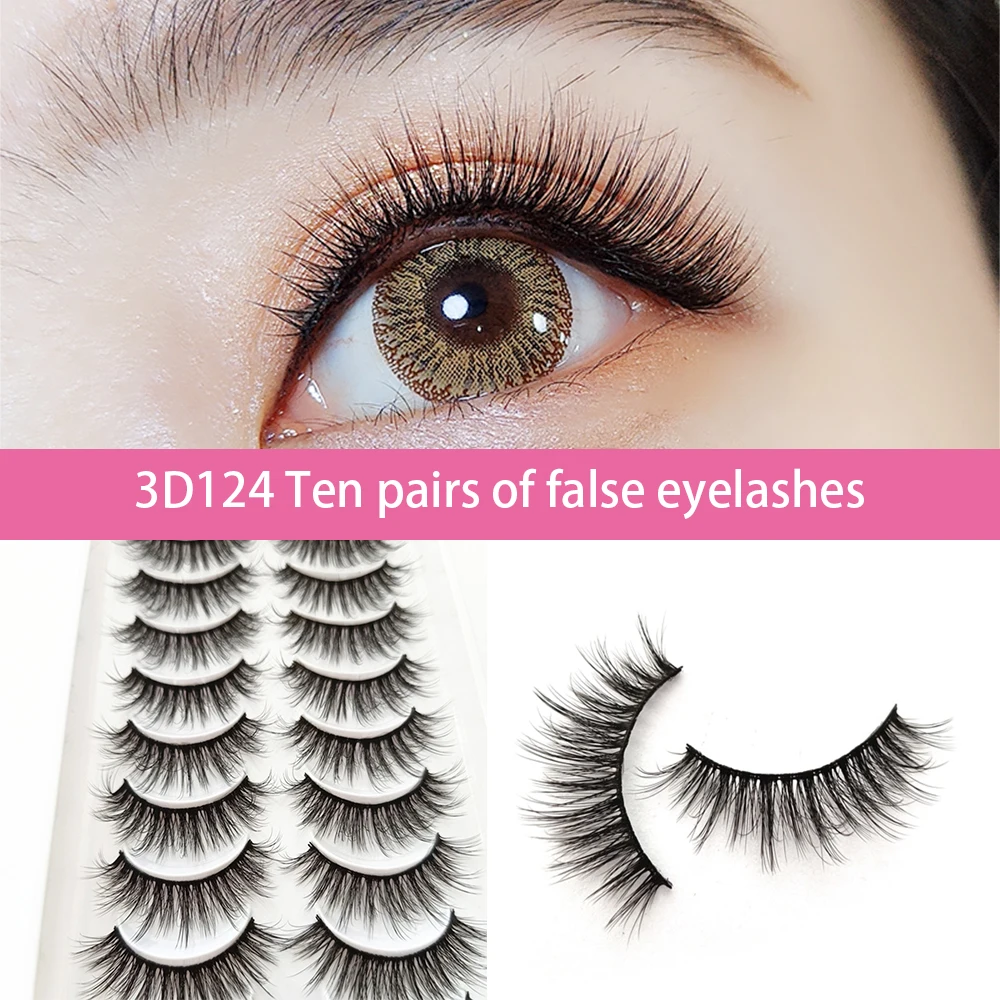 

10Pairs False Eyelash Natural 3D Fluffy Eyelashes Extension Soft Wispy Eyelashes Self-adhesive Fake Eyelashes SEC88