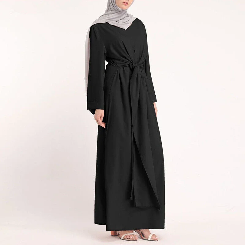 Women Abaya Dubai Turkey Plain Robe Ramadan Eid Muslim Dress Islamic Clothing Fashion Kaftans Morocco Long Sleeve Modest Dresses