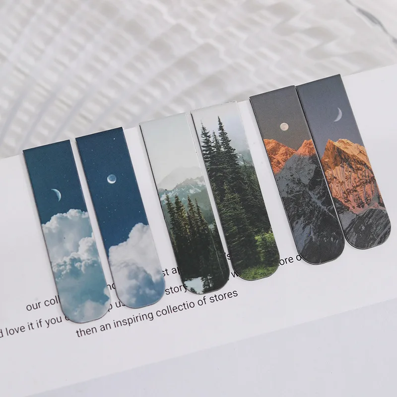 

Mengtai 2pcs Moon Dusk scenery magnet Bookmark Reading Book mark Stationery material School Office Supply gift