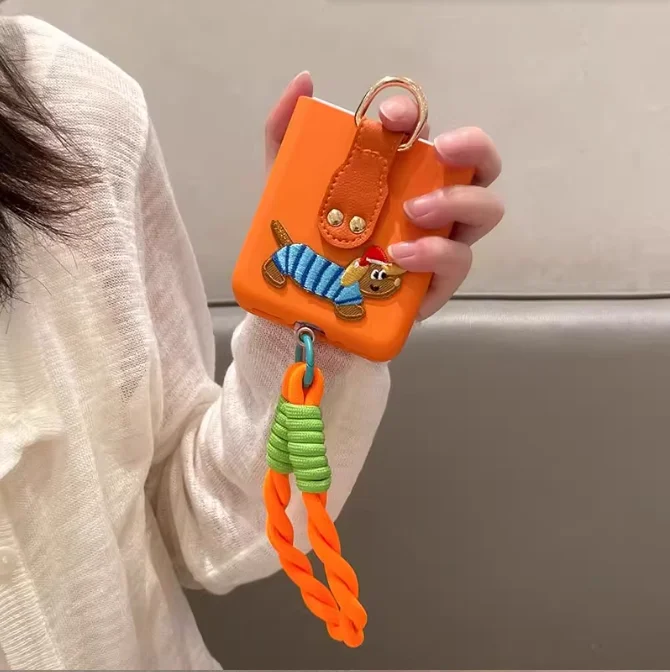 Корейский милый чехол с кольцом для ПК Razr50ultra Samsung Galaxy Z flip6 flip5 4 3 honor V Flip oppo find n3flip