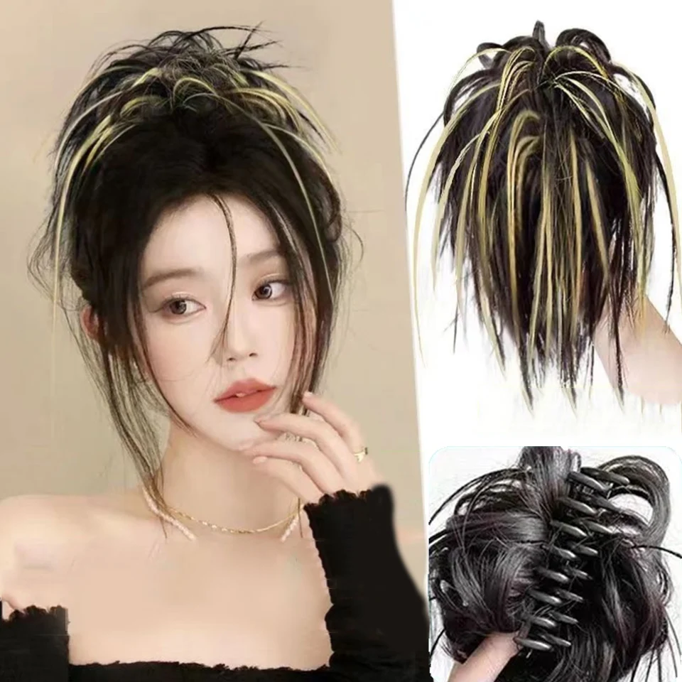 AS Synthetic Claw Clip Ponytail Hair Extensions long Curly hair Natural bow Tail False Hair For Women Horse Tail Black Hairpiece