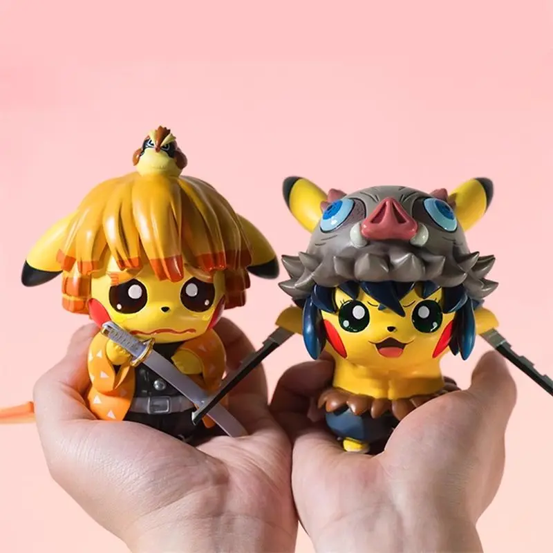 

2023 Pokemon Cos Agatsuma Zenitsu Hashibira Inosuke Anime Figure Model Pvc Collectiable Action Ornament Style Statue Kids Gifts