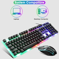rgb backlit pc gaming keyboard rubber keycaps wired version keyboard and mouse set suitable for notebook and desktop computers