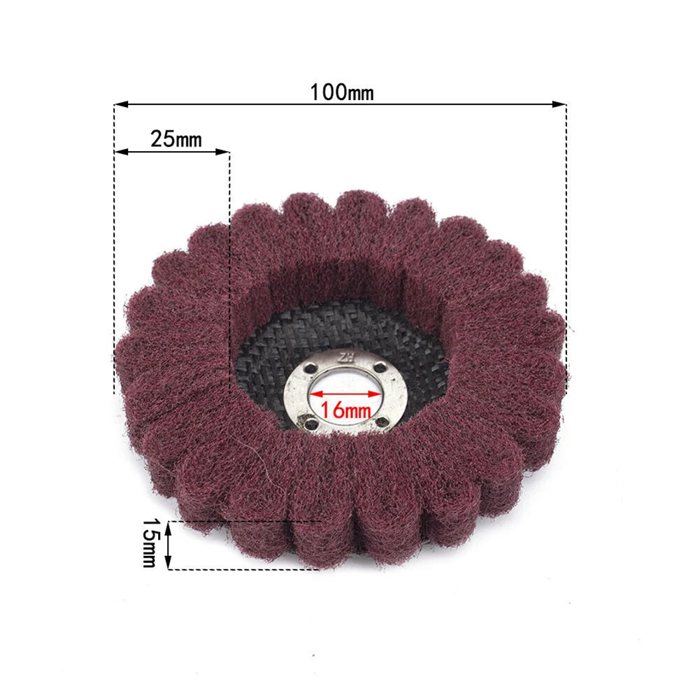 

100*16mm Scouring Pad Buffing Wheel Nylon Fiber Flap Polish Grind Disc For Wood Products Furniture Metal Plastic Polishing