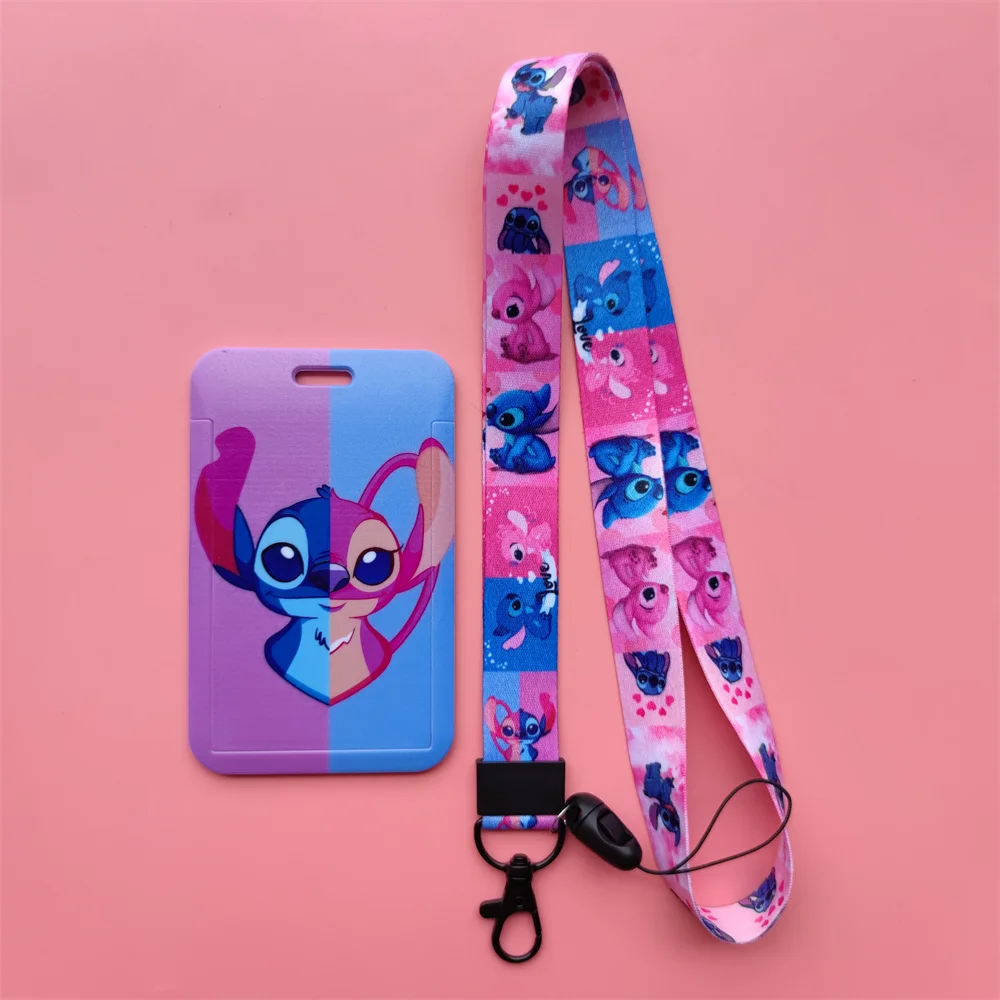 

Disney Stitch Credit Card Case Cool Badge Sliding Work Name Tag Bus Lanyard Cards Holders