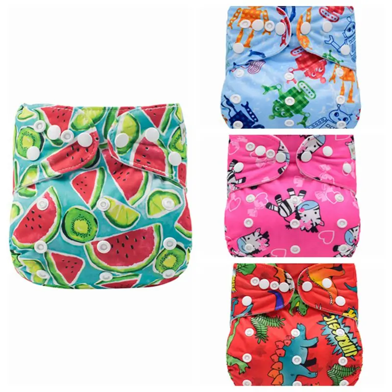 

[4pcs]Onesize Pocket Cloth Diaper With Suede Insert Eco-Friendly Reusable Washable Waterproof Nappy Breathable Changing Panties