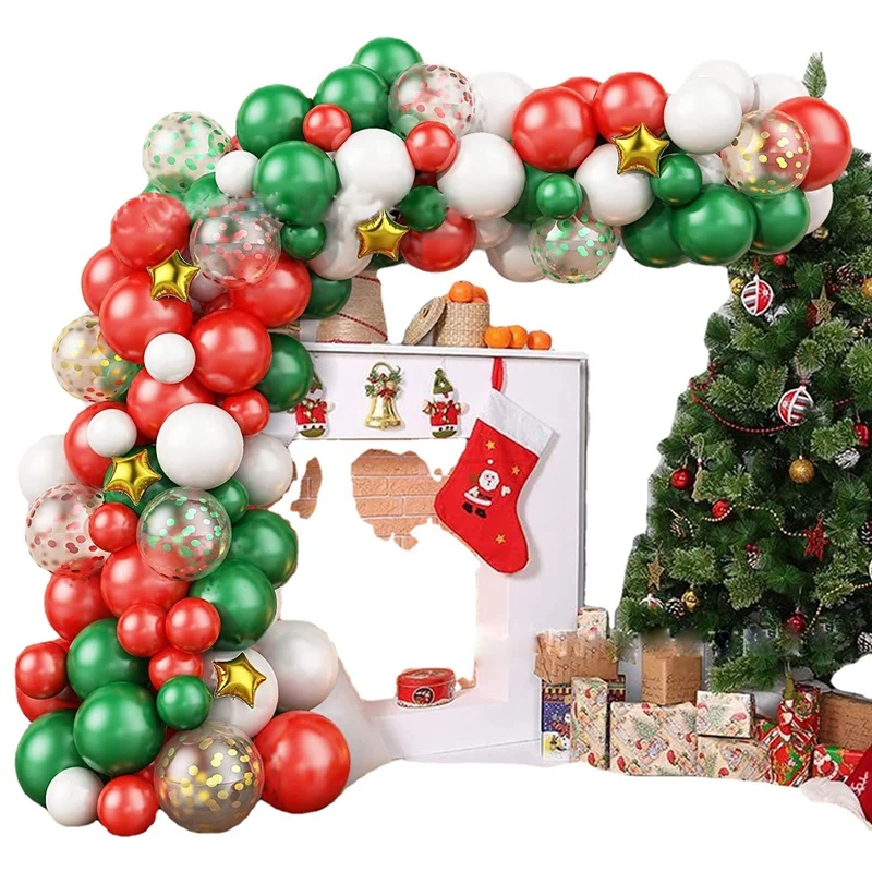 

87Pcs Christmas Balloon Garland Set Red And Green Festive Party Theme Set Balloon Christmas Party Background