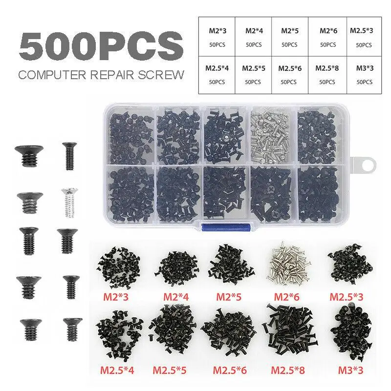 

500Pcs Screw Kit Fit for Most Laptop Notebook Computer