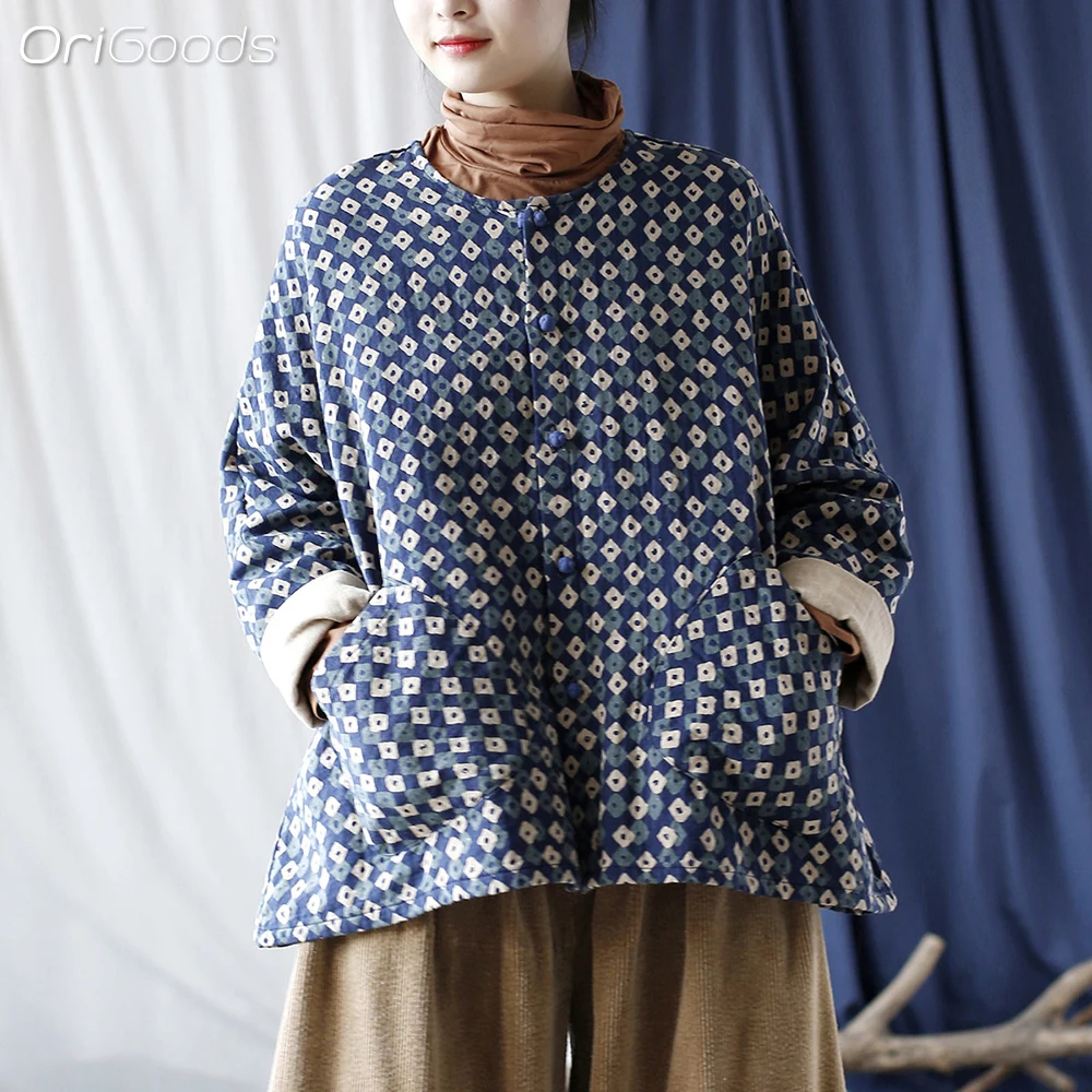 OriGoods Супер пальто Женский хлопок 100% Национальная куртка Топ 2024 Весенний и