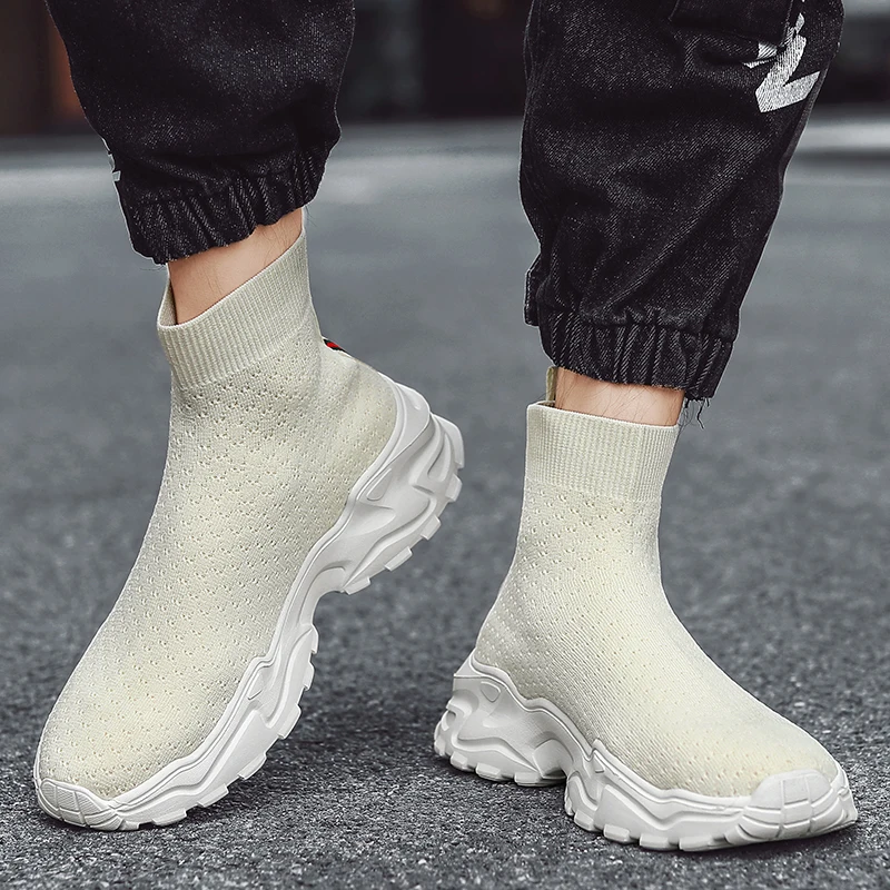 

DR.EAGLE Fashion Shoes Men Slip-On Ankle Boots Male High Top Chunky Sneaker Outdoor Trend Casual Shoes for Men Zapatillas Hombre