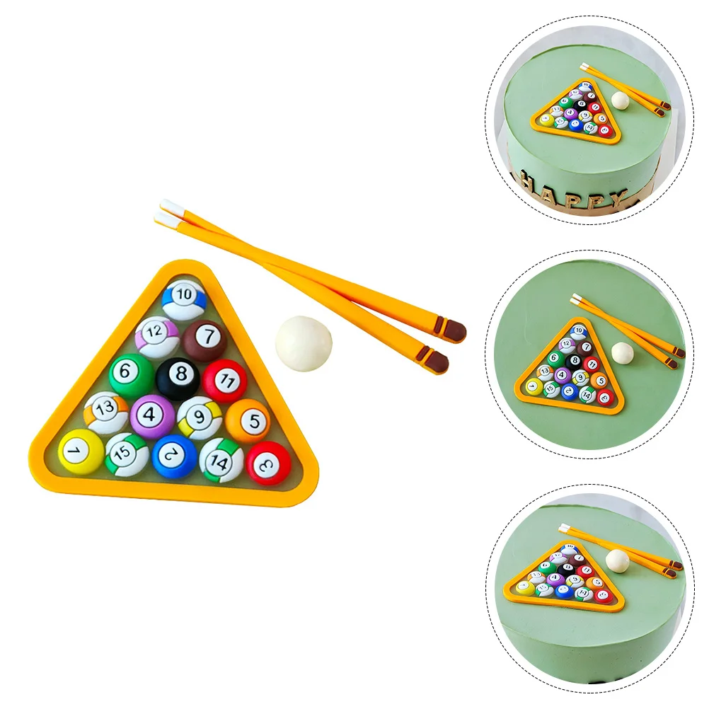 

1 Set Billiards Ornament Rubber Simulated Billiards Cake Topper Game Sports Themed Party Cake Decoration