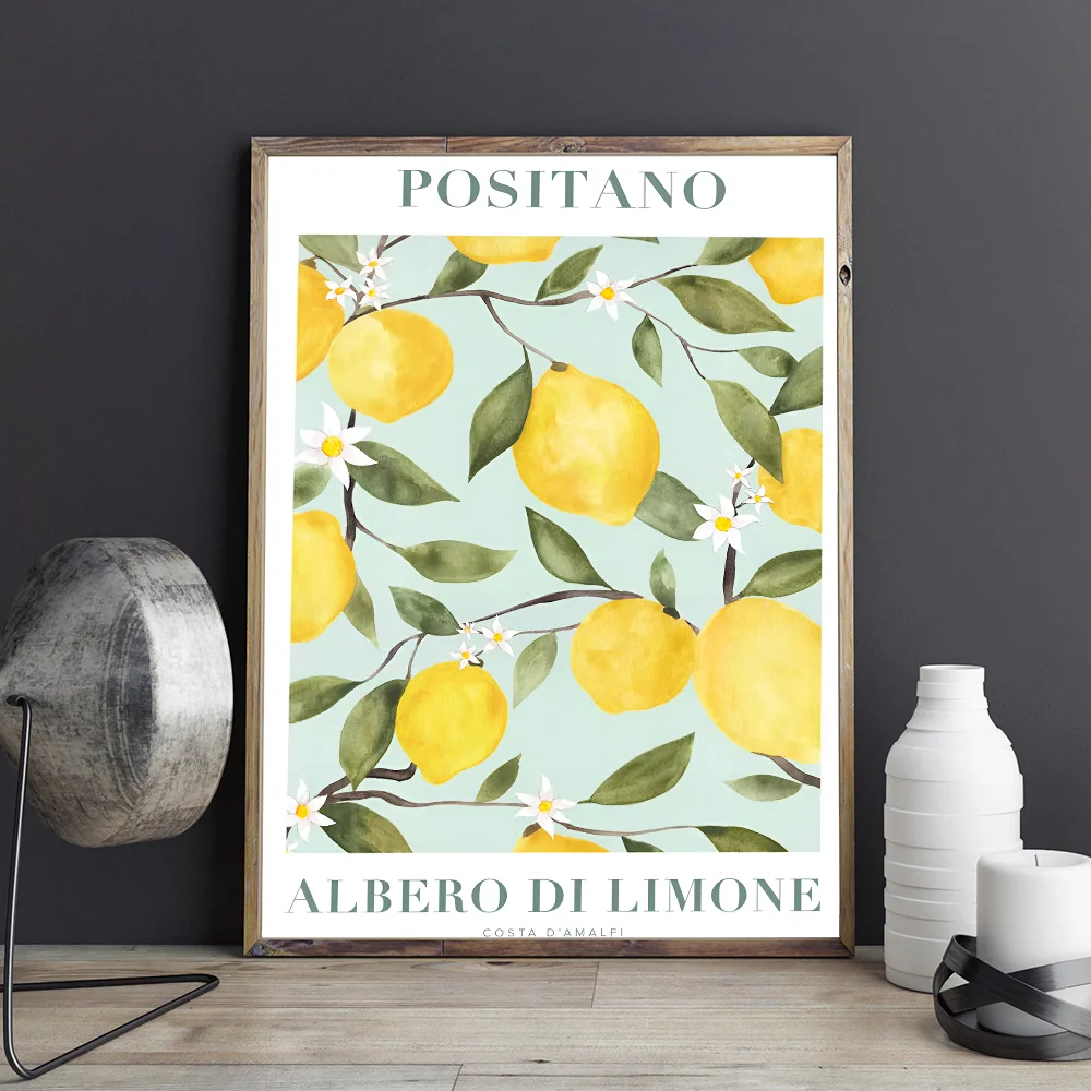 Positano Lemon Art самоклеящийся художественный постер водостойкая бумажная наклейка