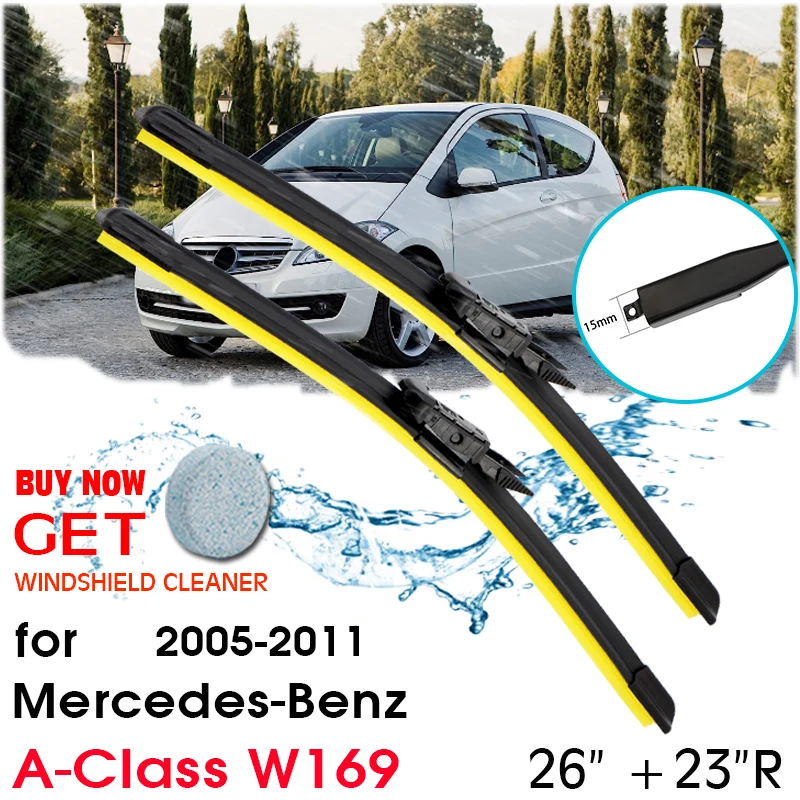 

Car Window Windshield Rubber Silicon Refill Wiper For Mercedes-Benz A-Class W169 2005-2011 LHD / RHD 26"+23"R Car Accessories