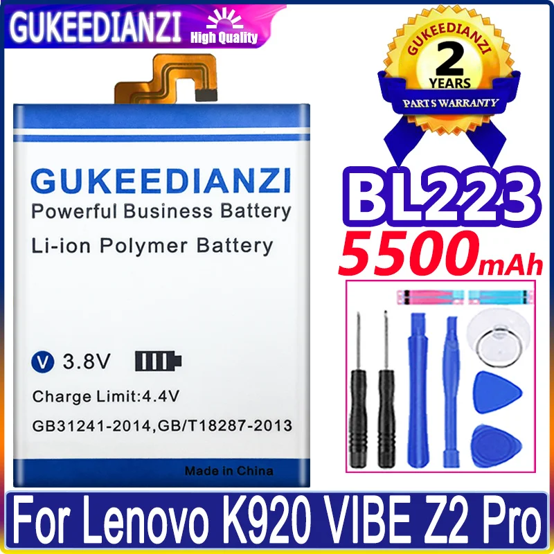 

New Bateria 5500mAh BL223 BL 223 Battery For Lenovo Vibe Z2 Pro Z2Pro Z 2 Pro k920 K80 K80M K7 Batterie High Capacity Battery