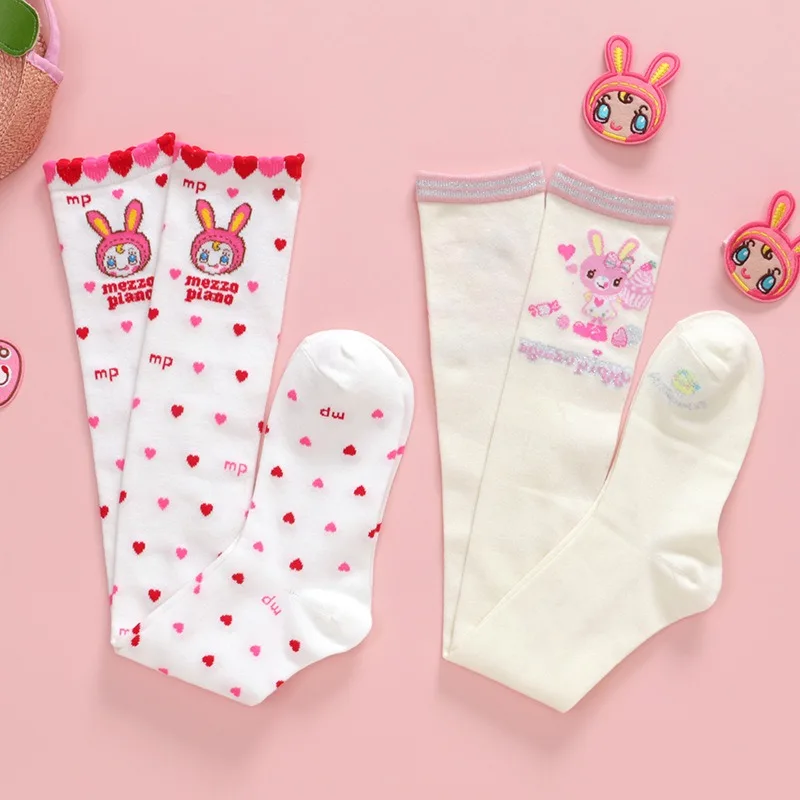 Японские детские носки с рисунком любви маленького кролика кружевные длинные