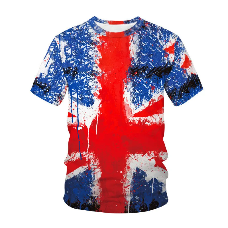 

National Flag Pattern Men's Fashion T-Shirts Summer Short Sleeve Streetwear T Shirt 3D Print Tie-dye Man Tops 6XL Large Size Tee
