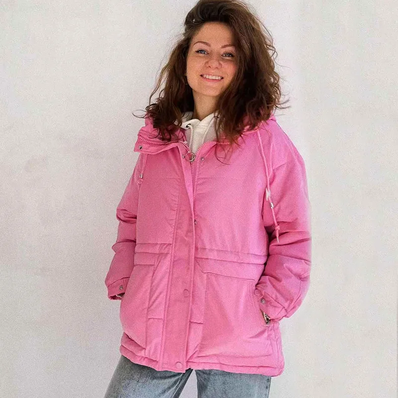 2021 New Winter Women Parkas Jackets Slim Hooded Thicken Warm Padded Coat Female Winter Outwear Jacket Parkas Women Streetwear