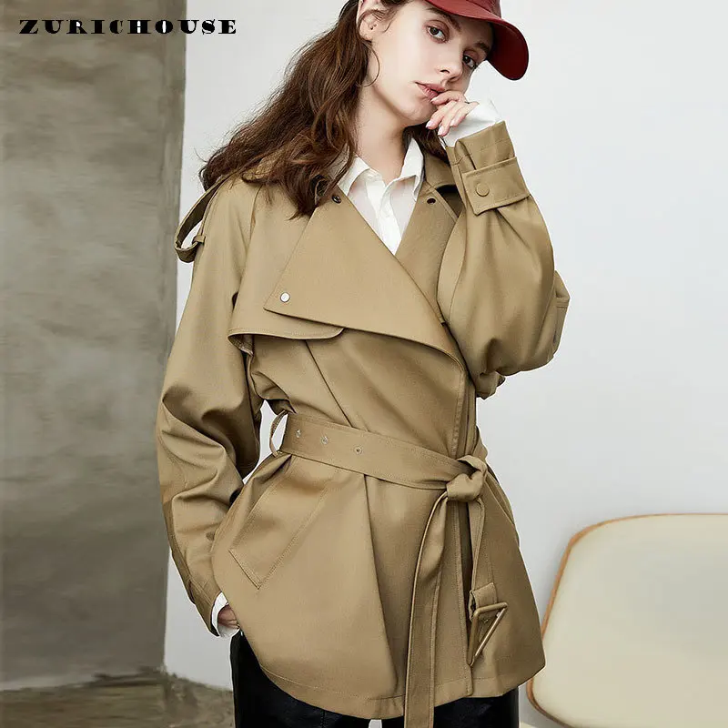 

Autumn Winter Women Trench Coat High-end Midi-length Windbreaker Outwear Korean Style Solid Casual Chic Lace-up Trench Femme