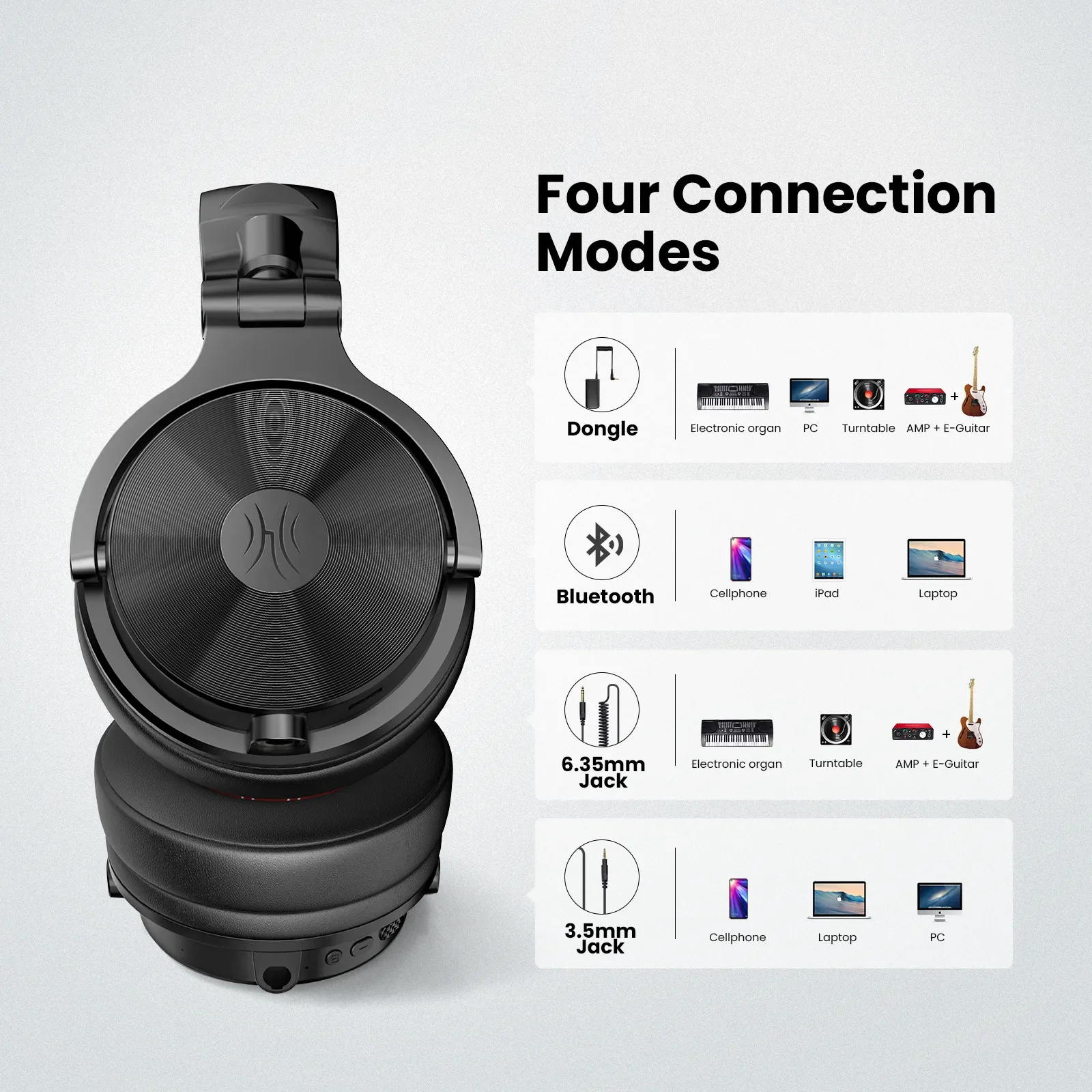 Фото Bluetooth-наушники Oneodio Studio Max1, беспроводная DJ-гарнитура с низкой задержкой, профессиональные наушники для студийного монитора Hi-Res LDAC №5