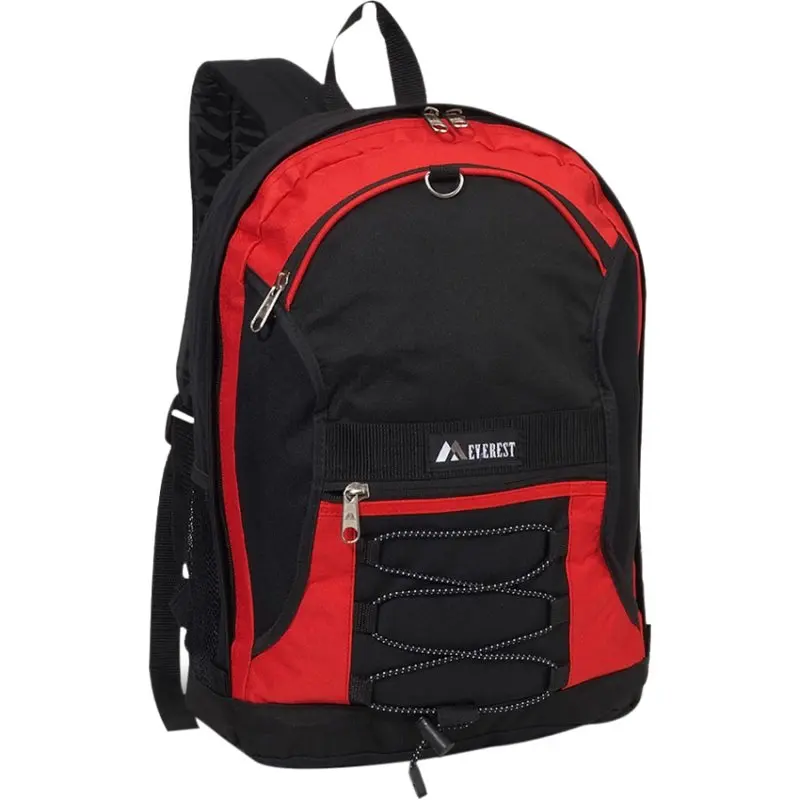 Everest Unisex Two-Tone Backpack with Mesh Pockets, Red Black