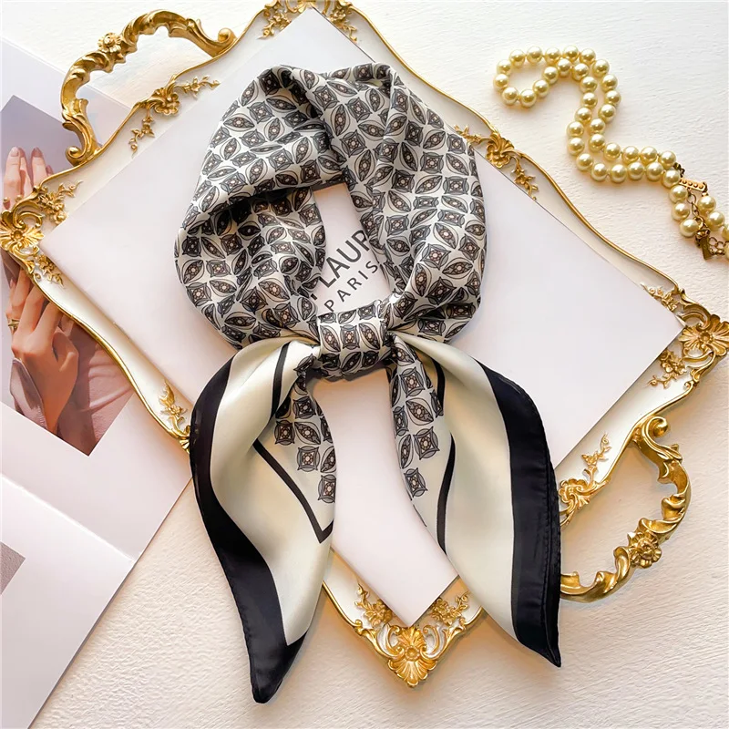 

70cm Silk Square Scarf Women Print Satin Neck Tie Female Hair Wrisr Bandana Headkerchief Shawl Wrap Fashion Lady Hijab Echarpe