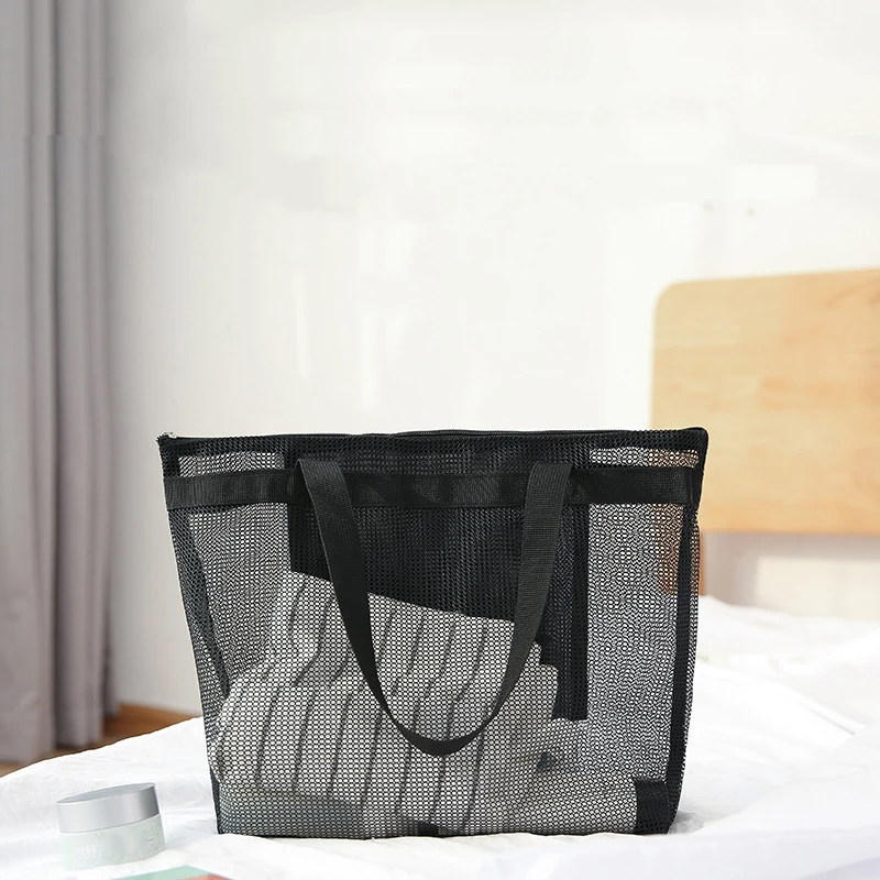 

Travel Summer Beach Shoulder Bags Women Clear Mesh Transparent Bag Large Capacity Female Casual Solid Color Holiday Tote Bags