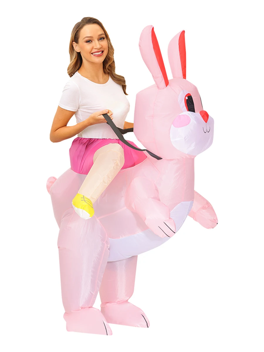 

JYZCOS Adult Kids Bunny Rabbit Inflatable Costume Anime Mascot Role Play Clothes Halloween Party Carnival Easter Cosplay Costume