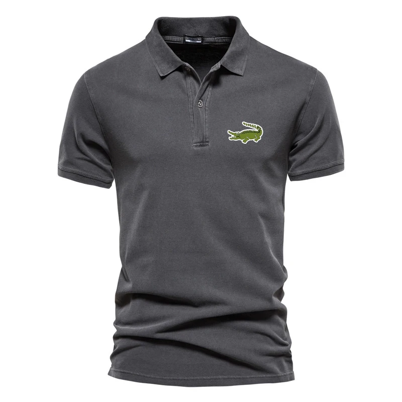 

Рубашка-поло мужская с коротким рукавом, повседневная одежда, с отложным воротником, с вышивкой, летняя уличная одежда