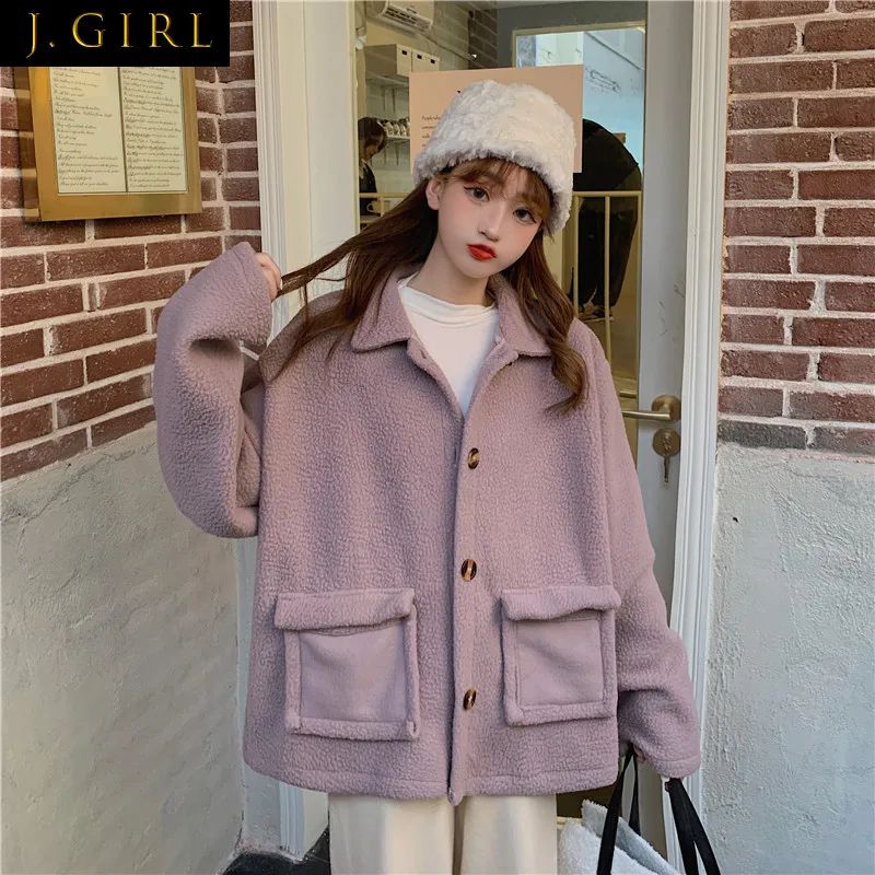 

Куртка женская теплая однотонная простая верхняя одежда для подростков с отложным воротником нежная Базовая ольччан Милая Одежда Женская ...