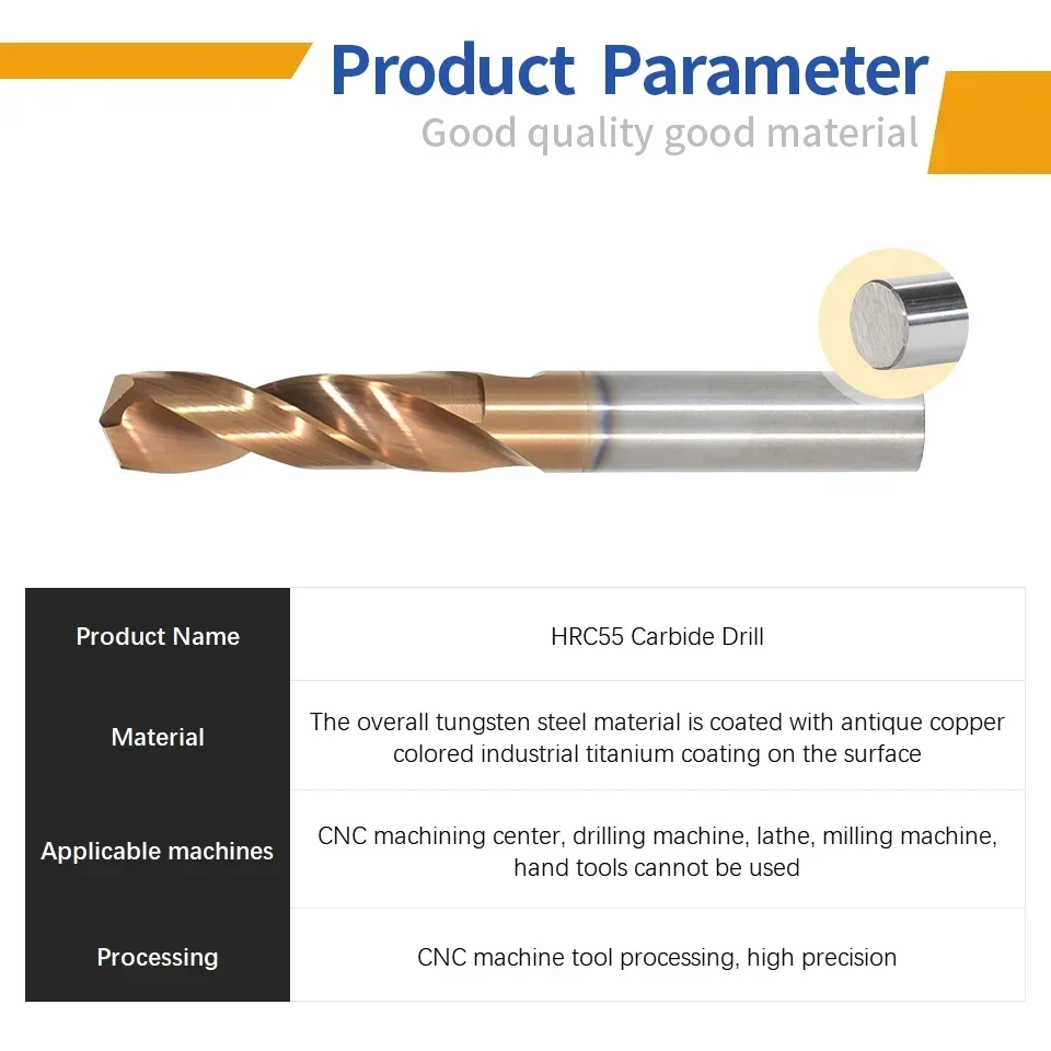 ExactBit HRC55° Tungsten Carbide Drills Metal Drill Bits For Hard Metalworking CNC Lathe Steel Drilling Tool 0.5-20.0mm