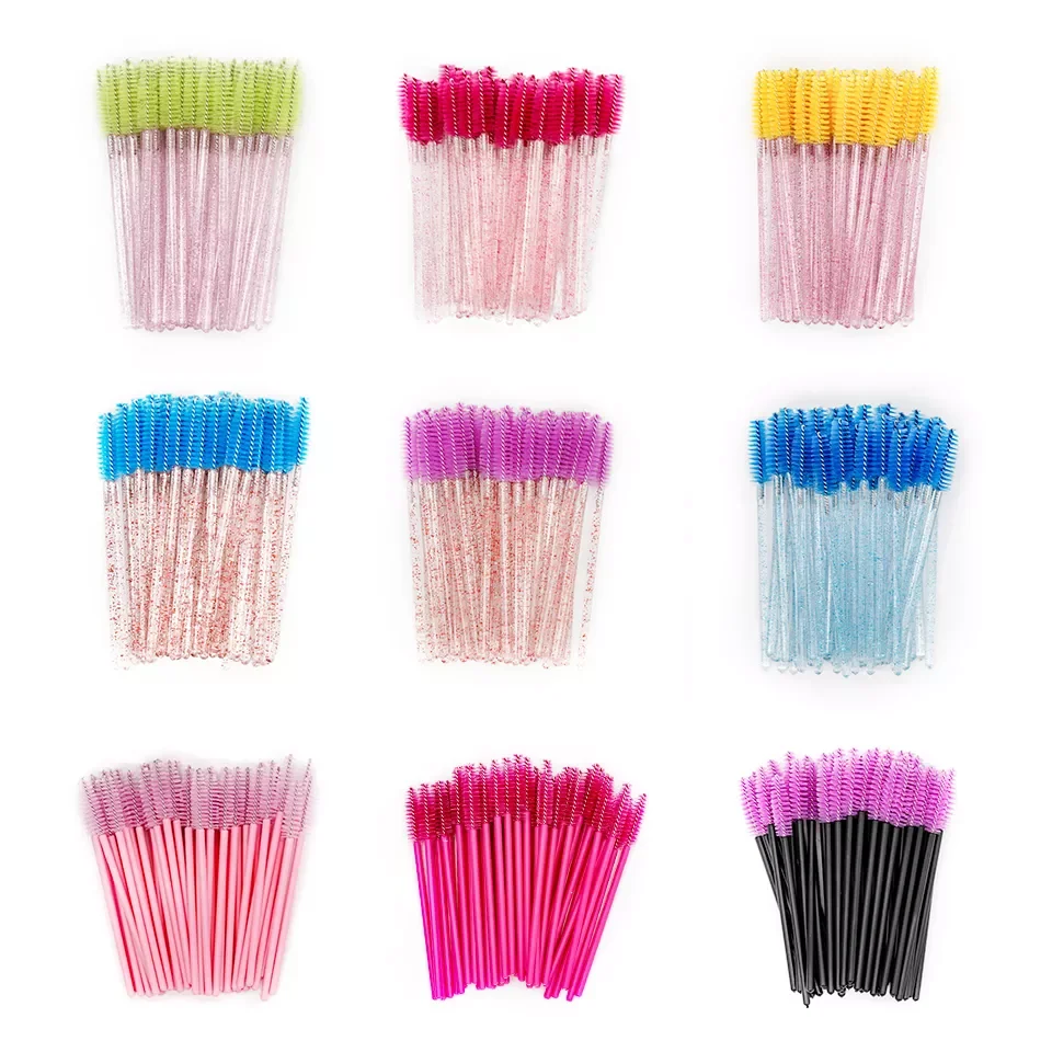 

50PCS Disposable Eyebrow Eyelash Brushes Comb Eyelash Spoolies Lash Wands Makeup Brushes Mascara Wands for Eyelash Extensions