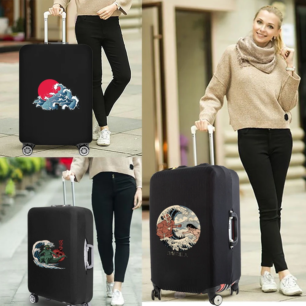 Fashion Wave Printed Suitcase Cover Ladies Travel Luggage Elastic Protective Cover Dust Cover Trolley Case Travel Accessories